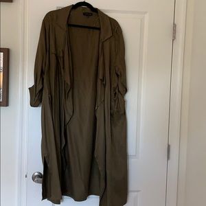 Green drapey trench